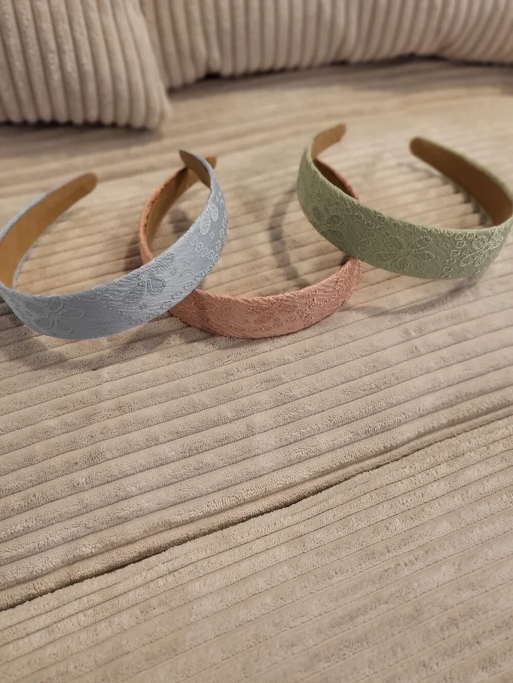 Lace Textured Wide Headband - Blue, Pink, Green